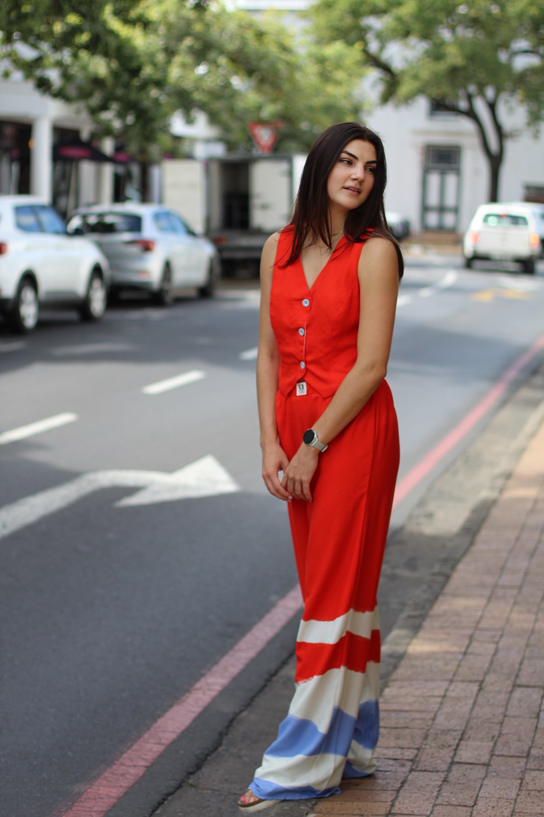 Red Linen Vest