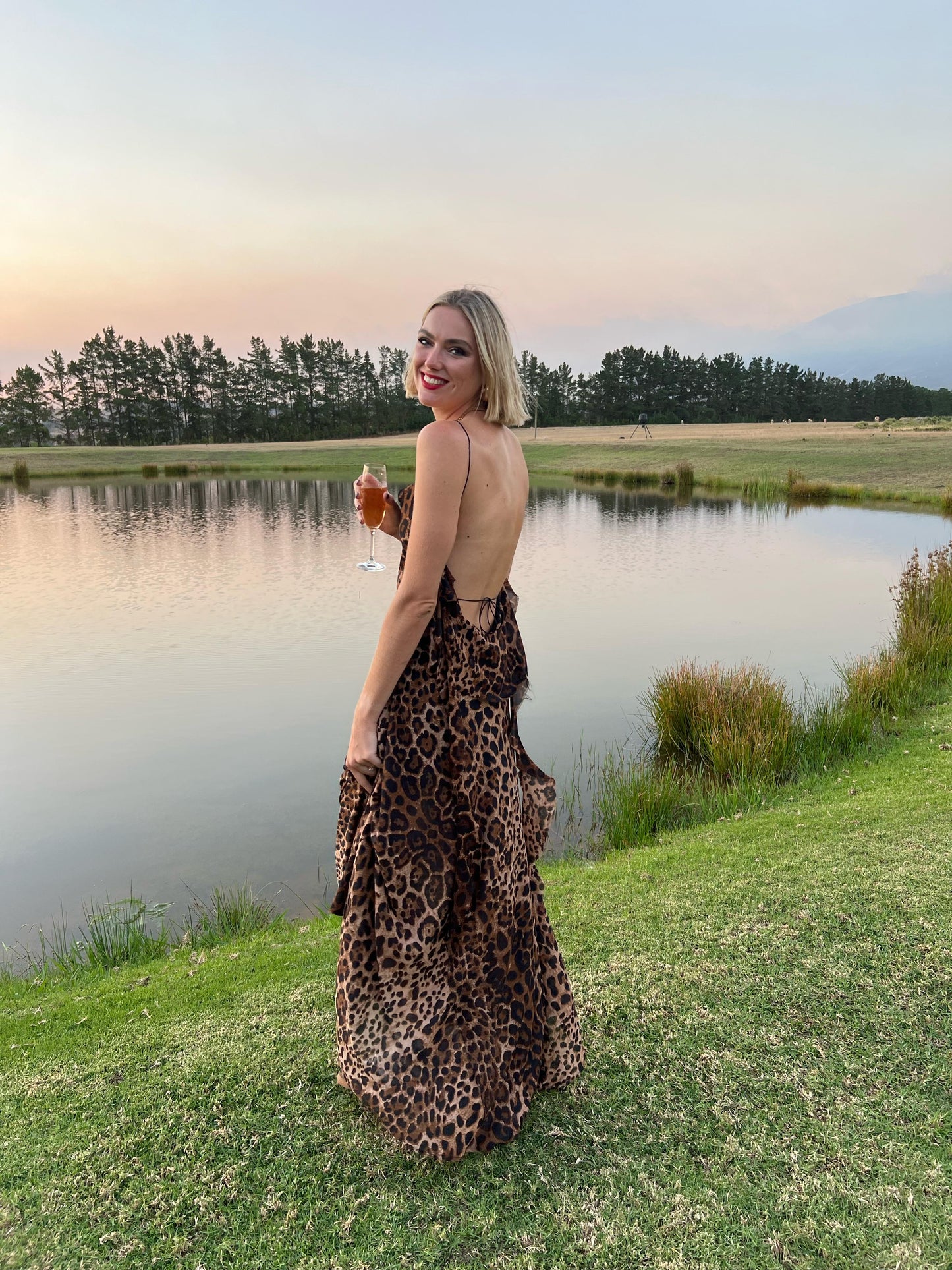 Leopard Print Chiffon Frill Dress