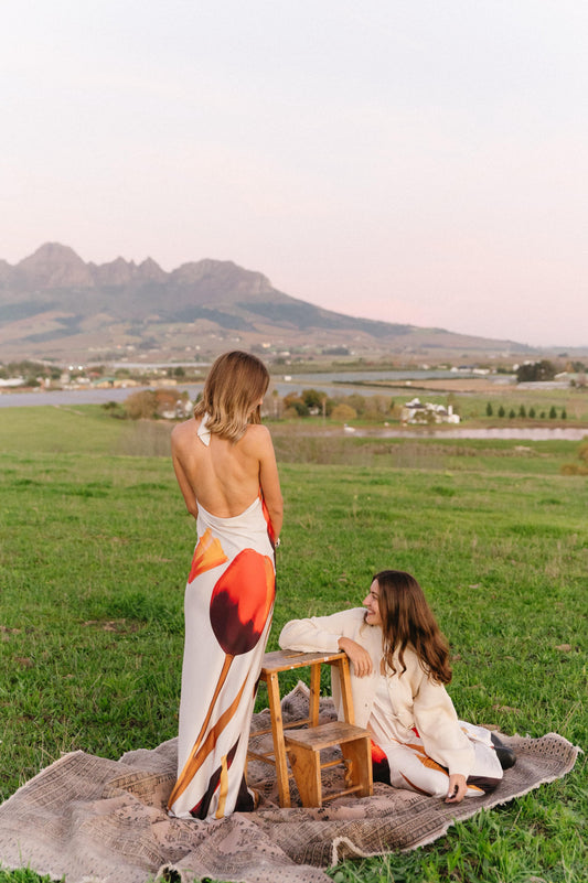 Tulip Halterneck Satin Dress