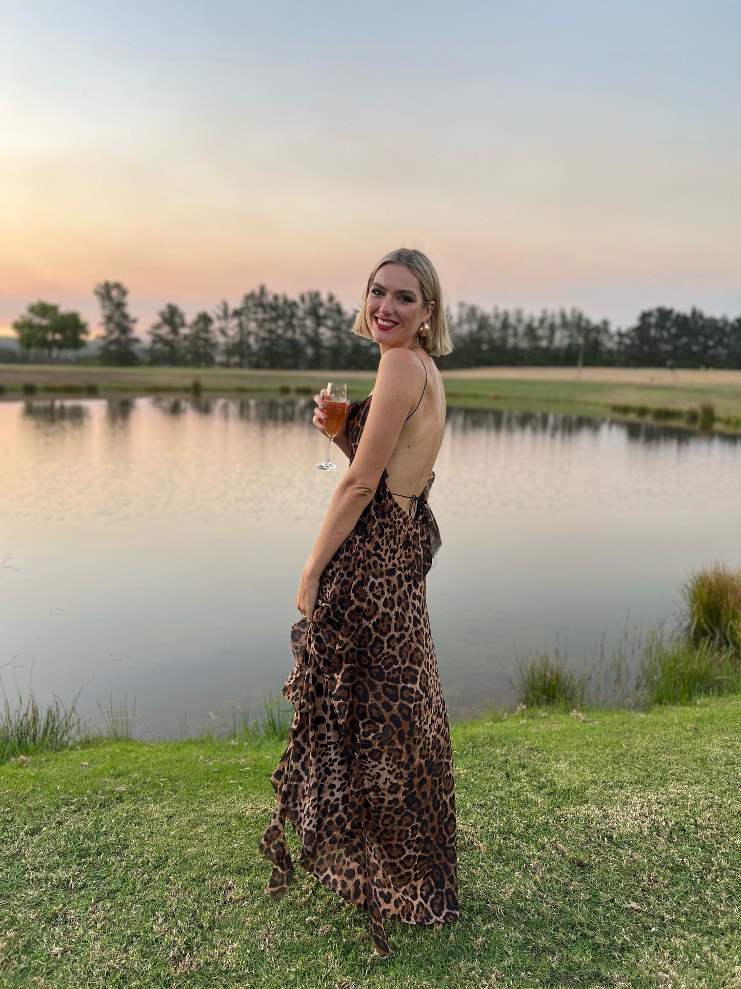 Leopard Print Chiffon Frill Dress