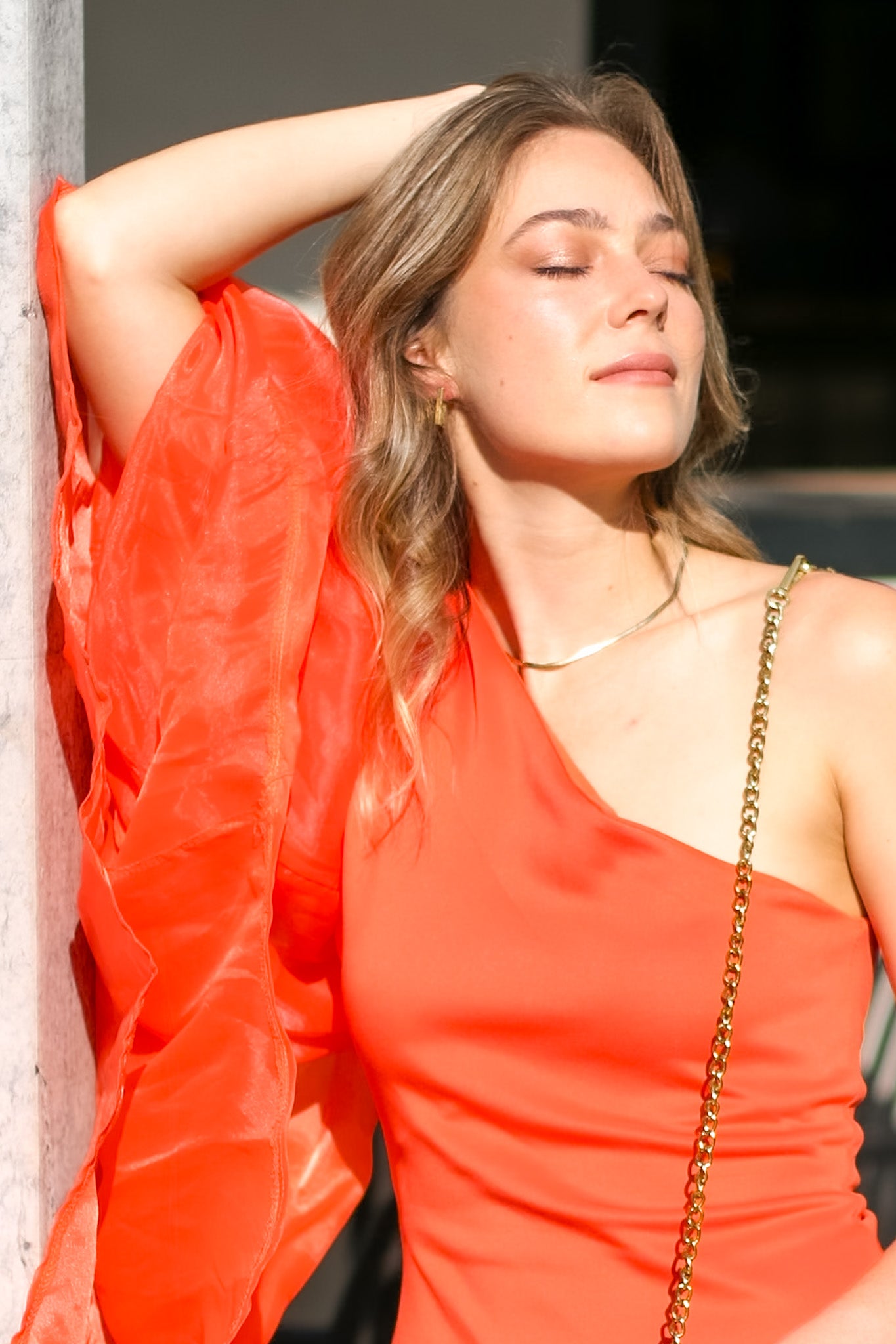 Orange Puff Sleeve Mini