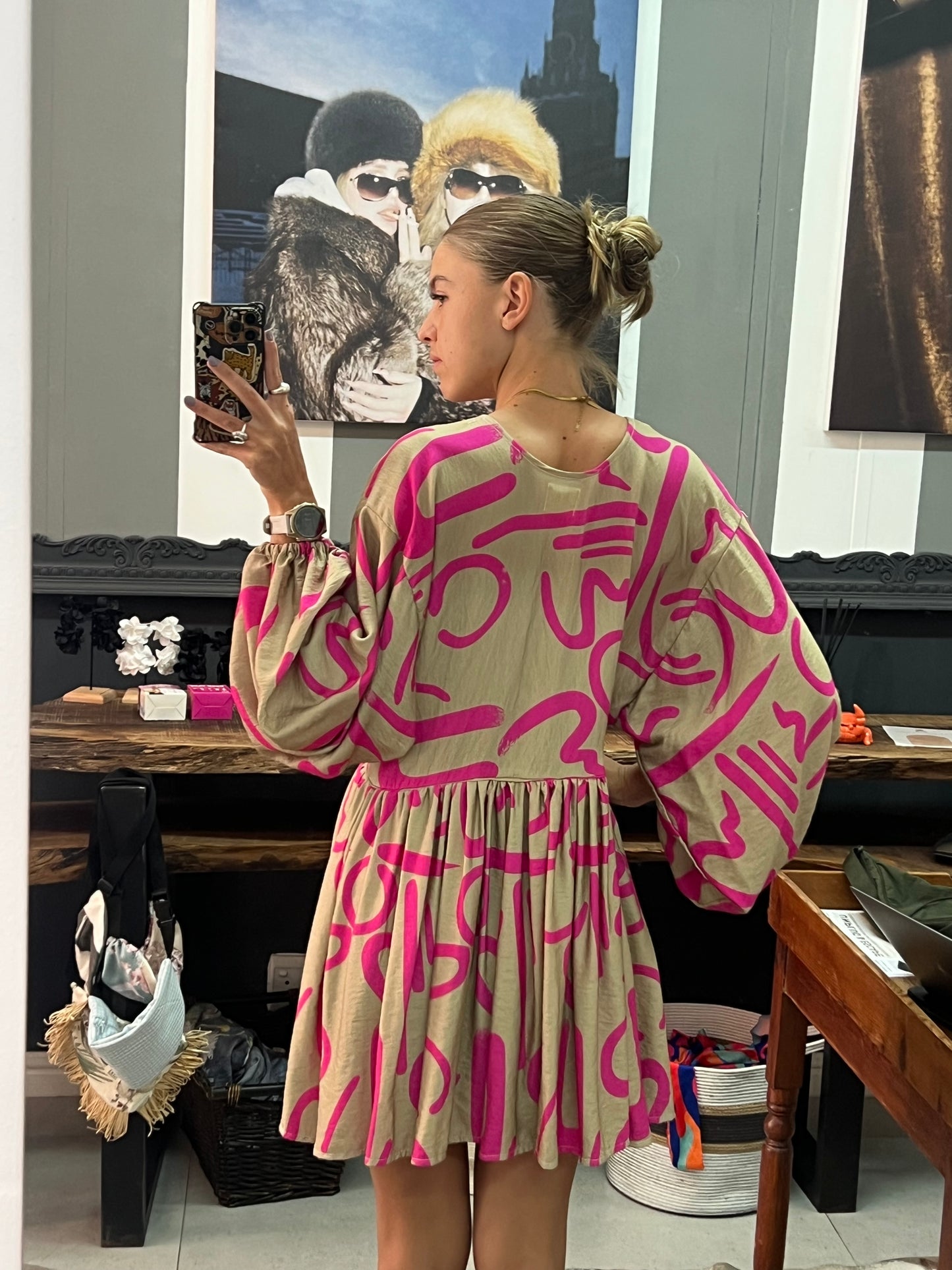 Hot pink squiggle dress