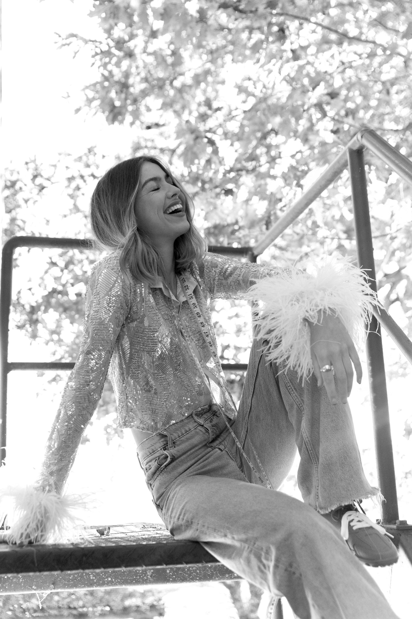 Sequin Feather Long Sleeve