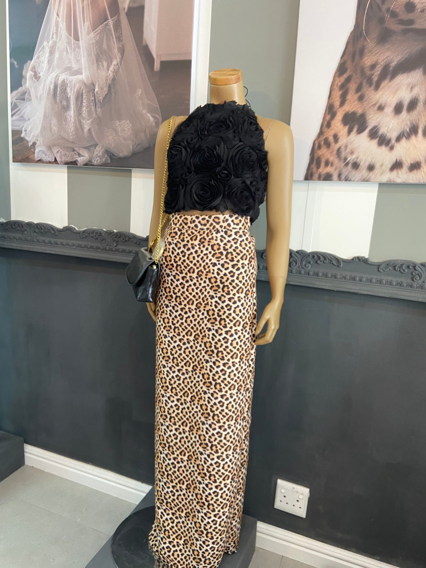 Leopard Print Silk Skirt