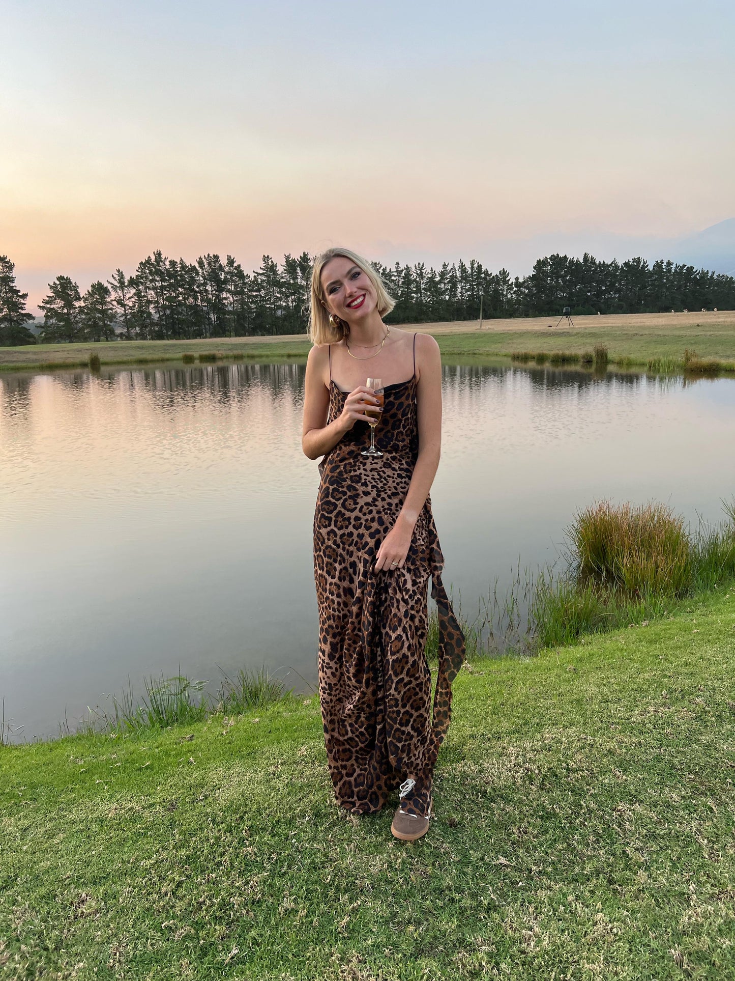 Leopard Print Chiffon Frill Dress