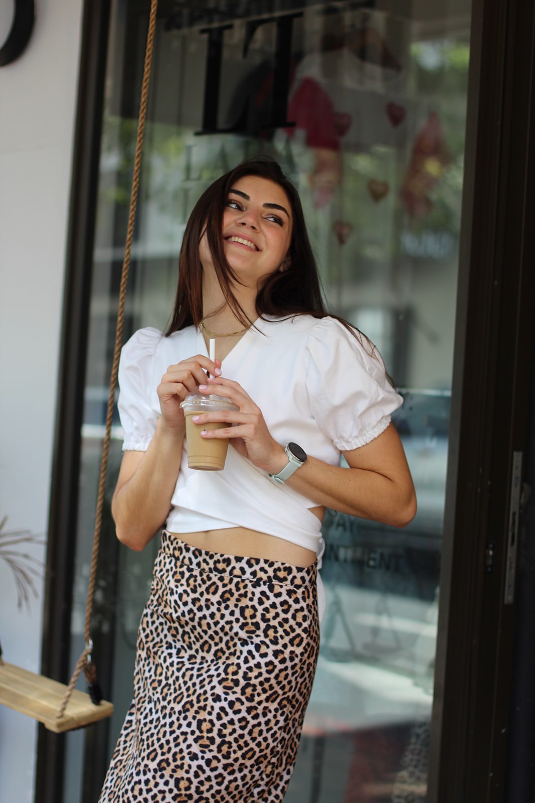 Leopard Print Silk Skirt