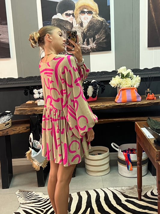 Hot pink squiggle dress