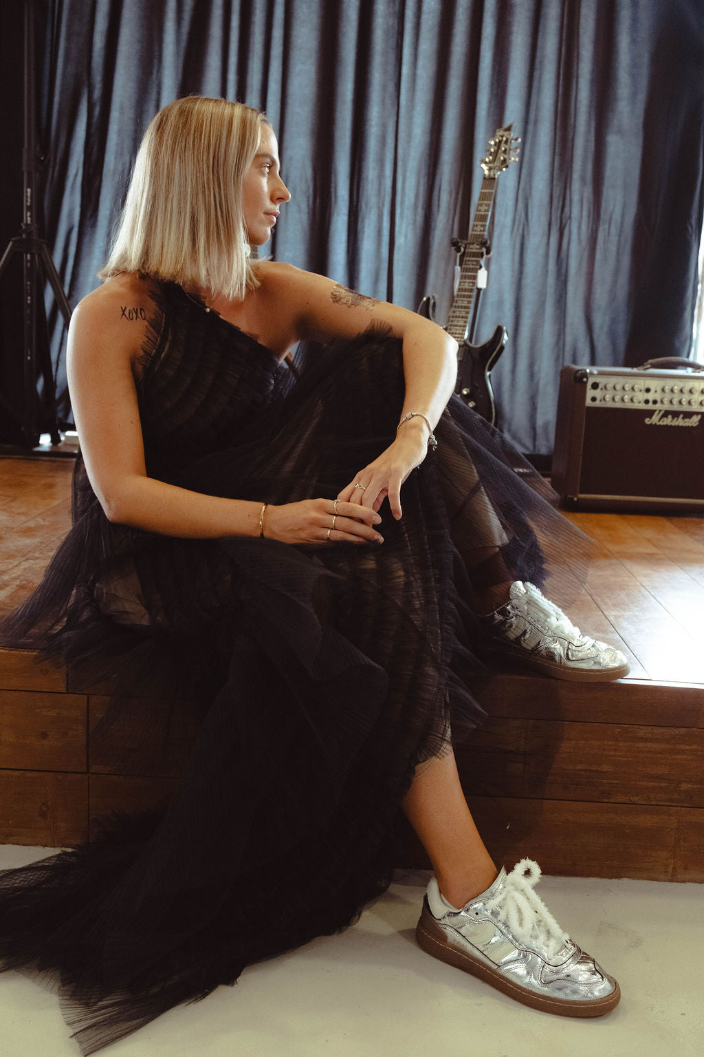Black tulle dress