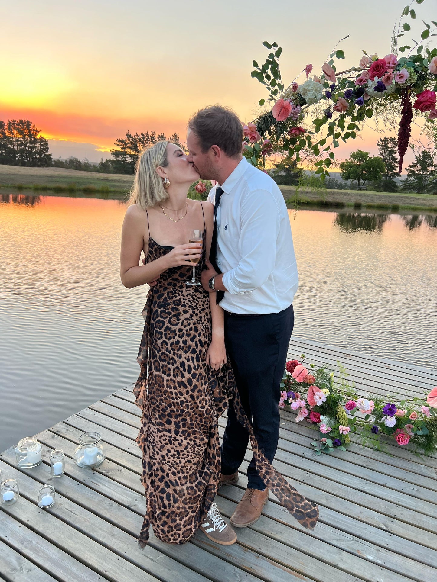 Leopard Print Chiffon Frill Dress