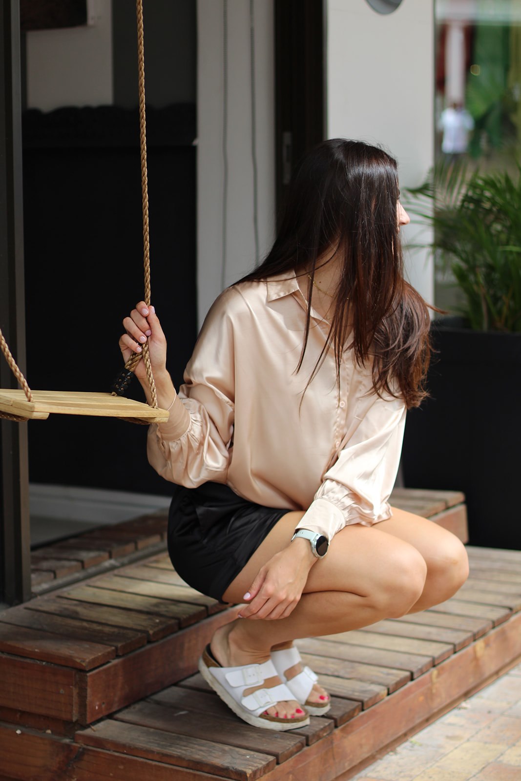 Black Satin Shorts