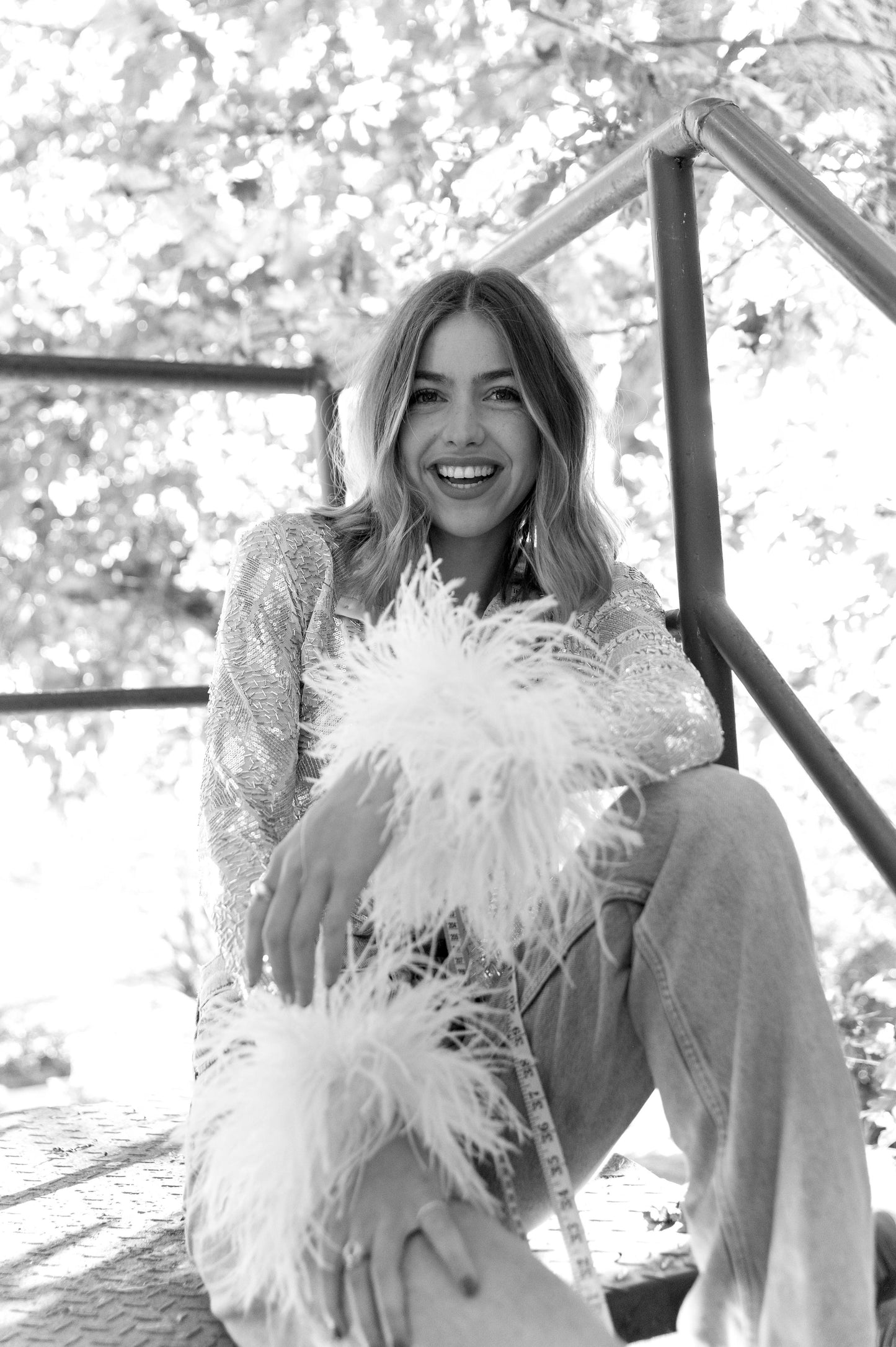 Sequin Feather Long Sleeve