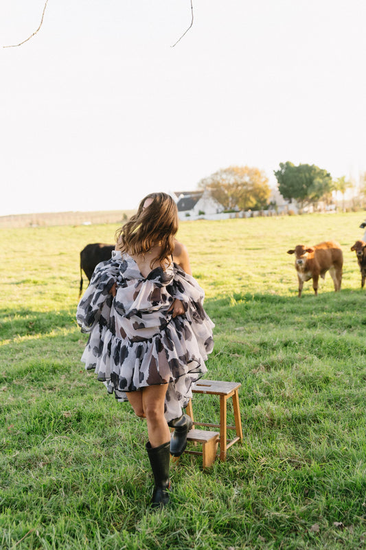 Cow Print Sheer Evening Dress