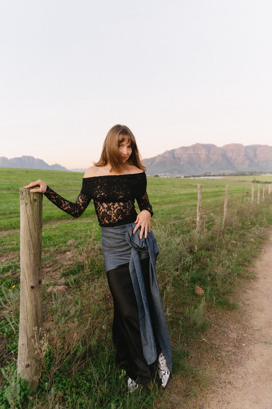Black Lace Off Shoulder Top