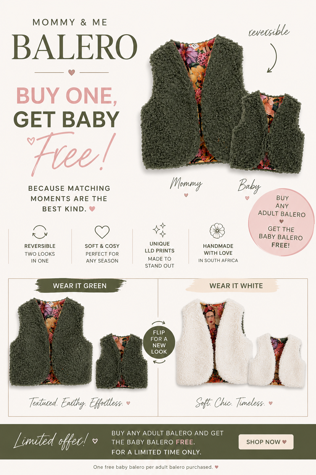 Baby and me, buy one get one free - add baby size at checkout