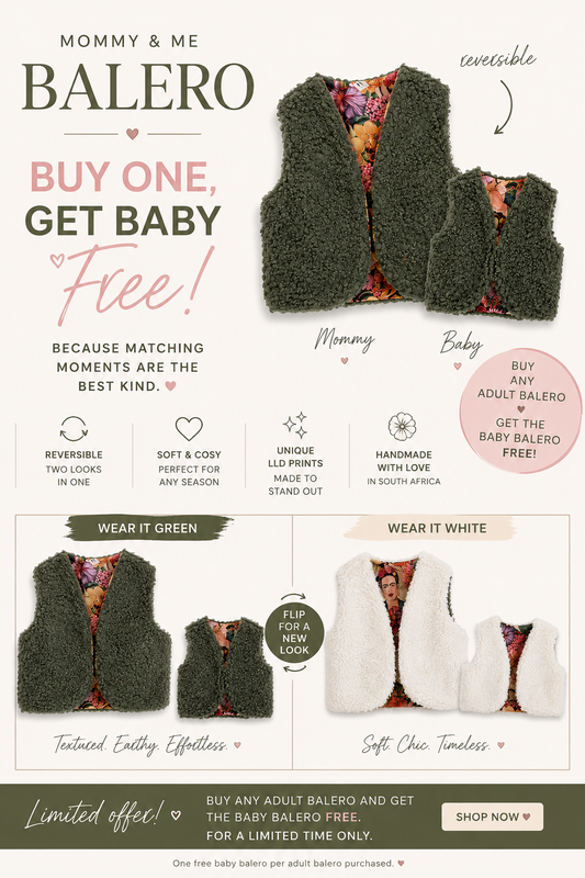 Baby and me, buy one get one free - add baby size at checkout
