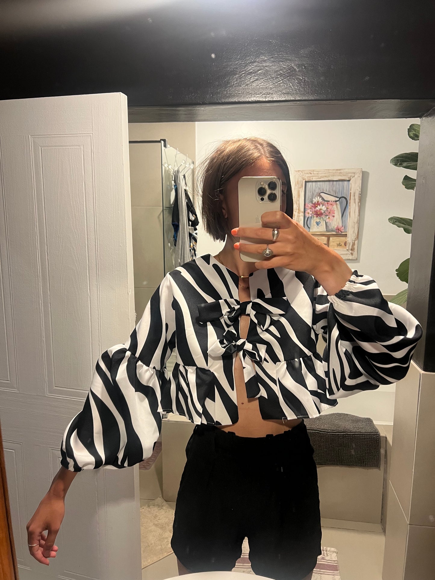 Zebra Tie Top