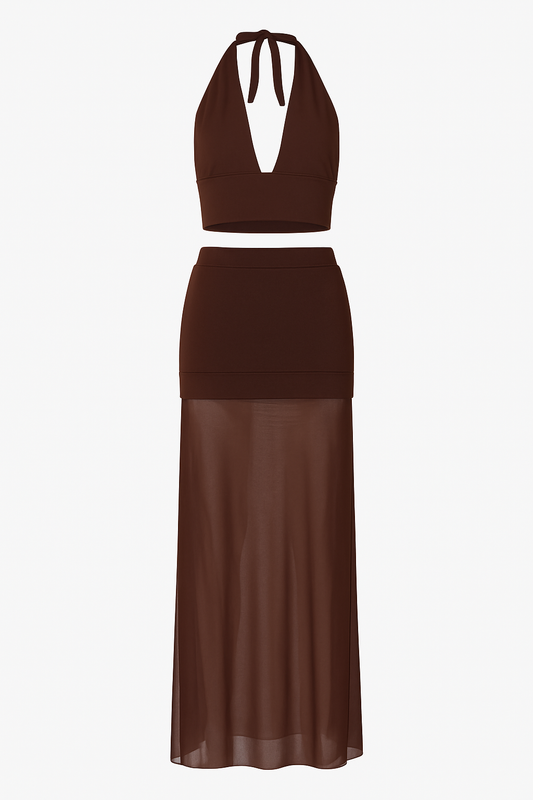 Chocolate Mesh Two-Piece Set