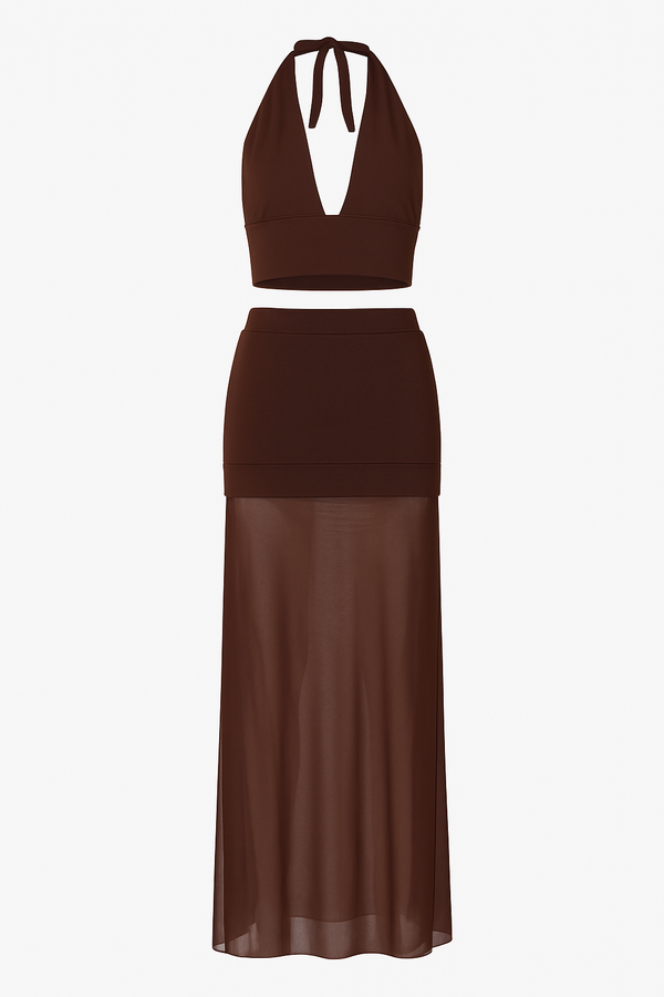 Chocolate Mesh Two-Piece Set
