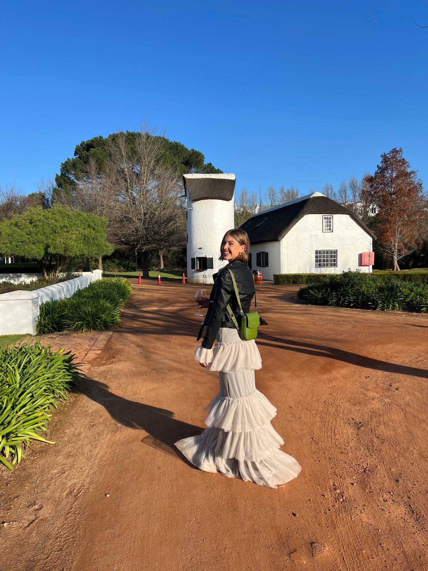 Tiered Beige Tulle Long Sleeve