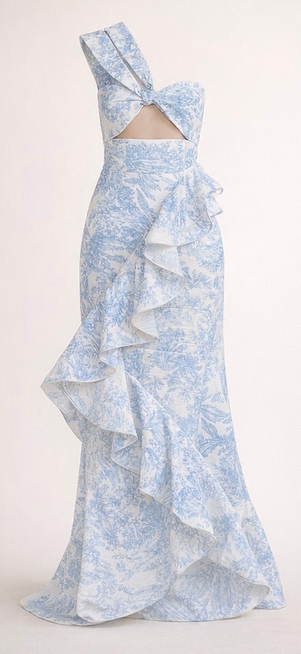 The Bleu Toile Ruffle Dress