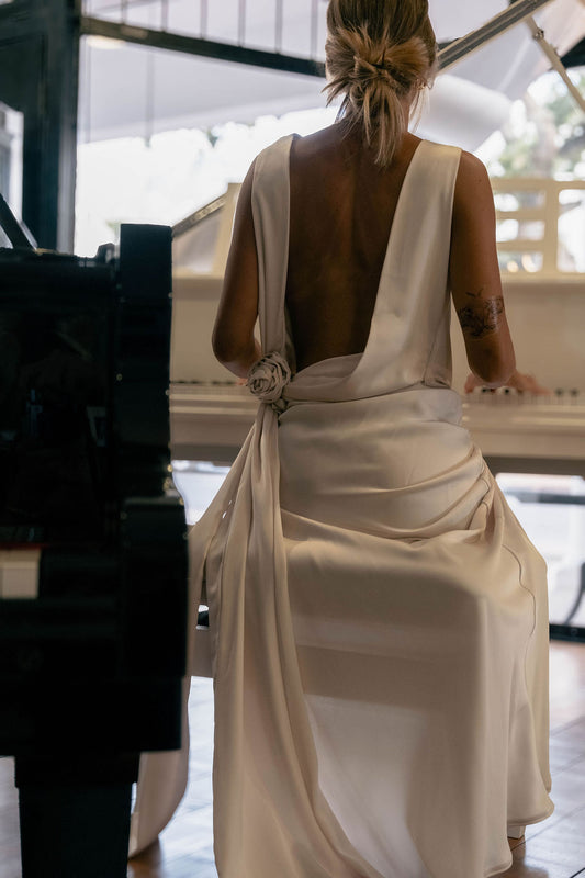 Ivory softly draped dress