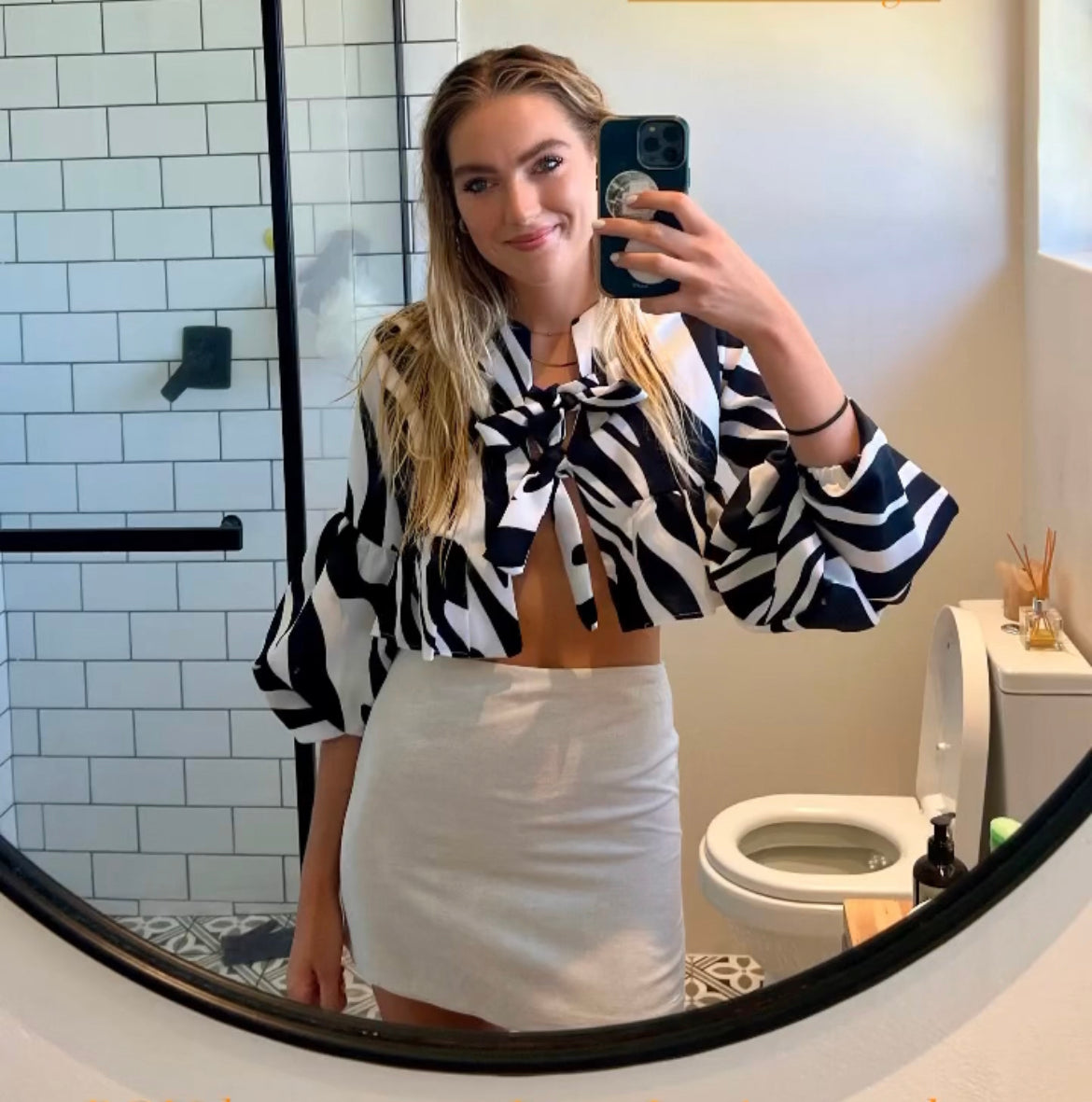 Zebra Tie Top