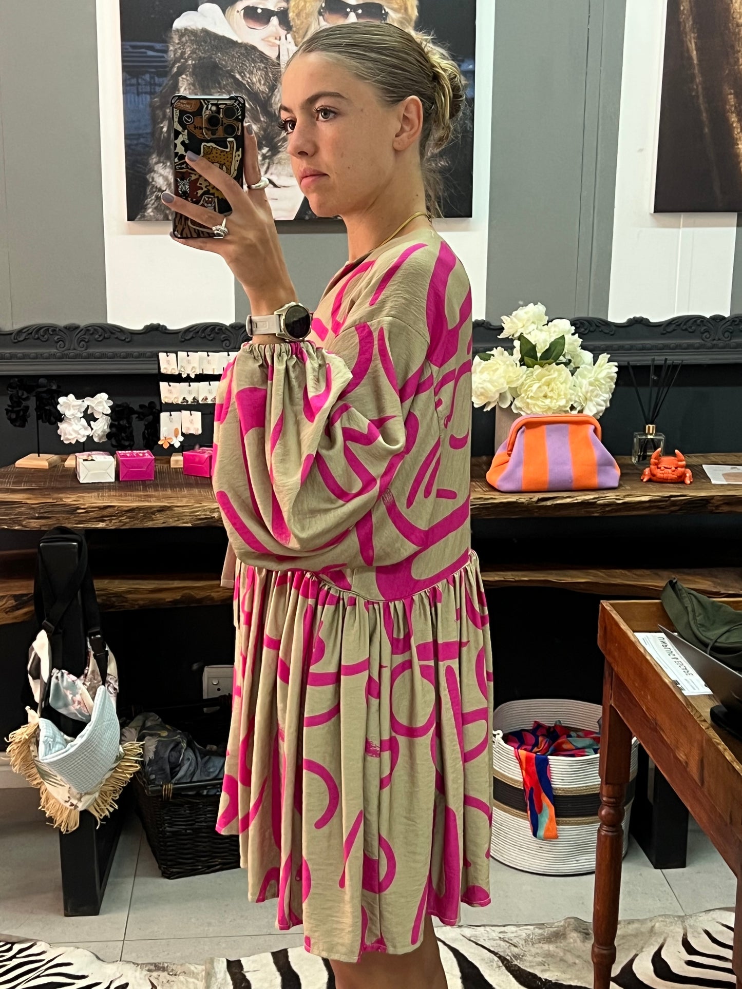 Hot pink squiggle dress