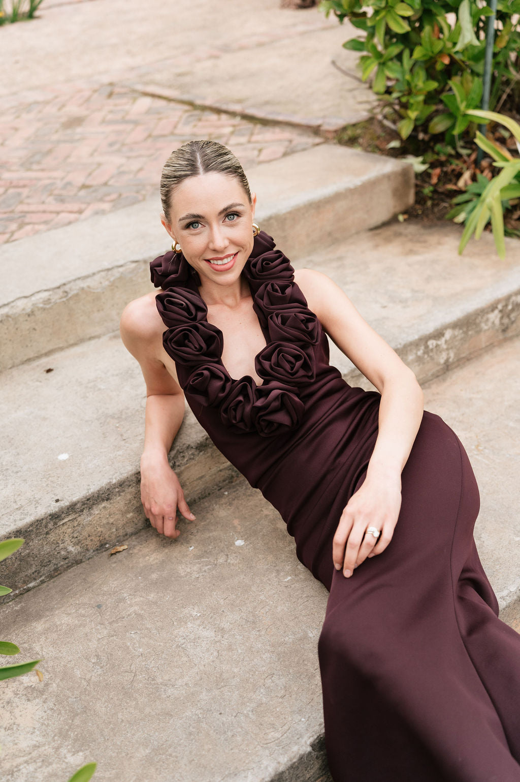 The Rose Sonata Dress in Chocolate-Plum