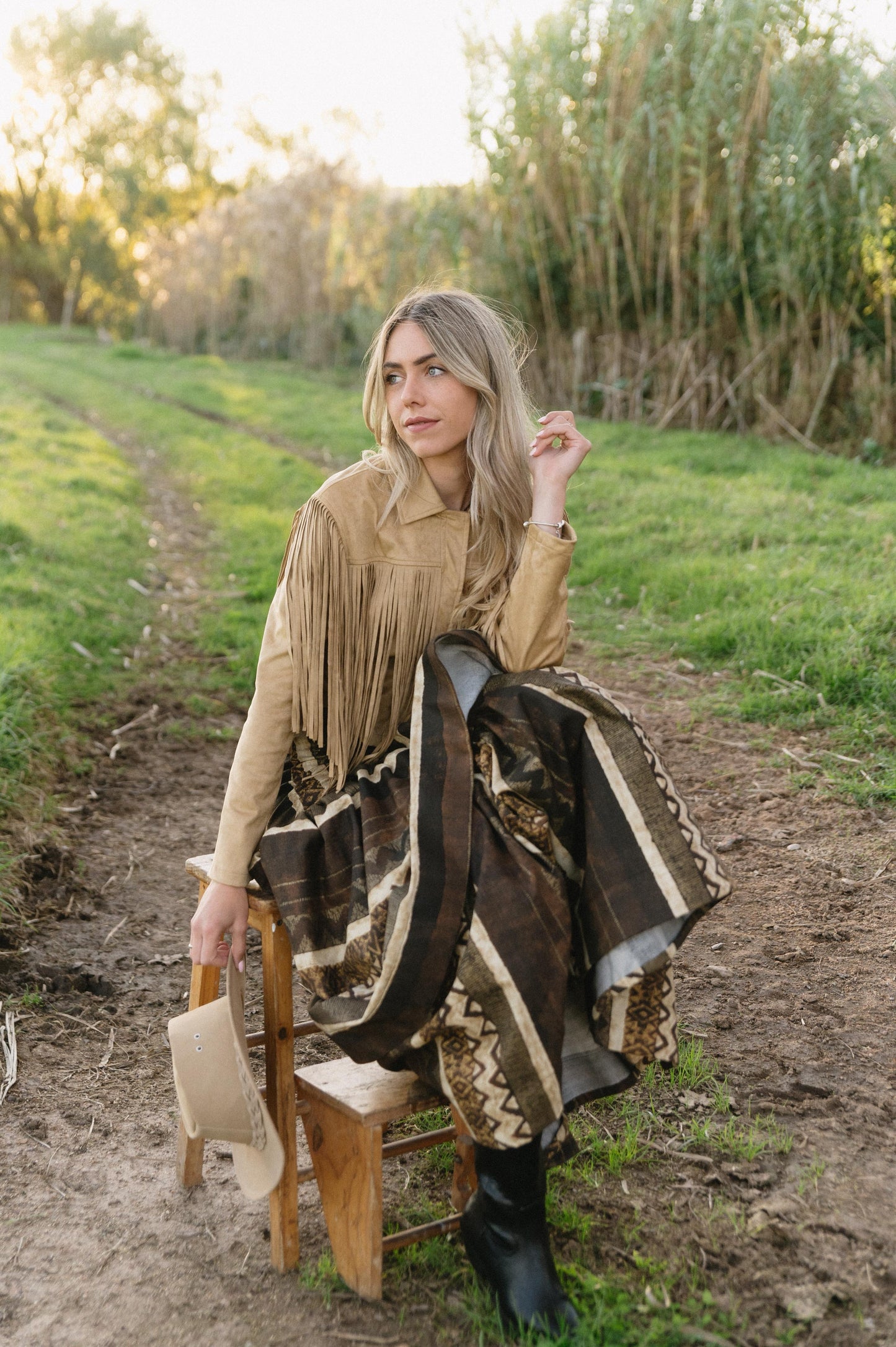 African Print Brown Layered Skirt