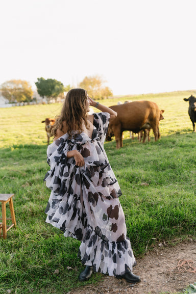 Cow Print Sheer Evening Dress