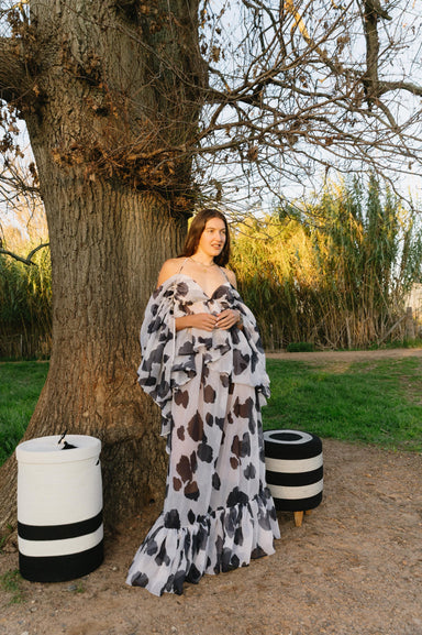 Cow Print Sheer Evening Dress