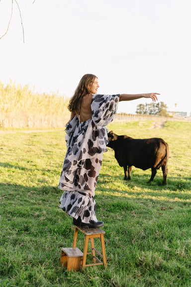 Cow Print Sheer Evening Dress