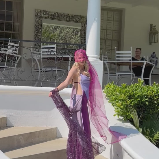 The Wisteria Dress in Lilac & Plum - twirl
